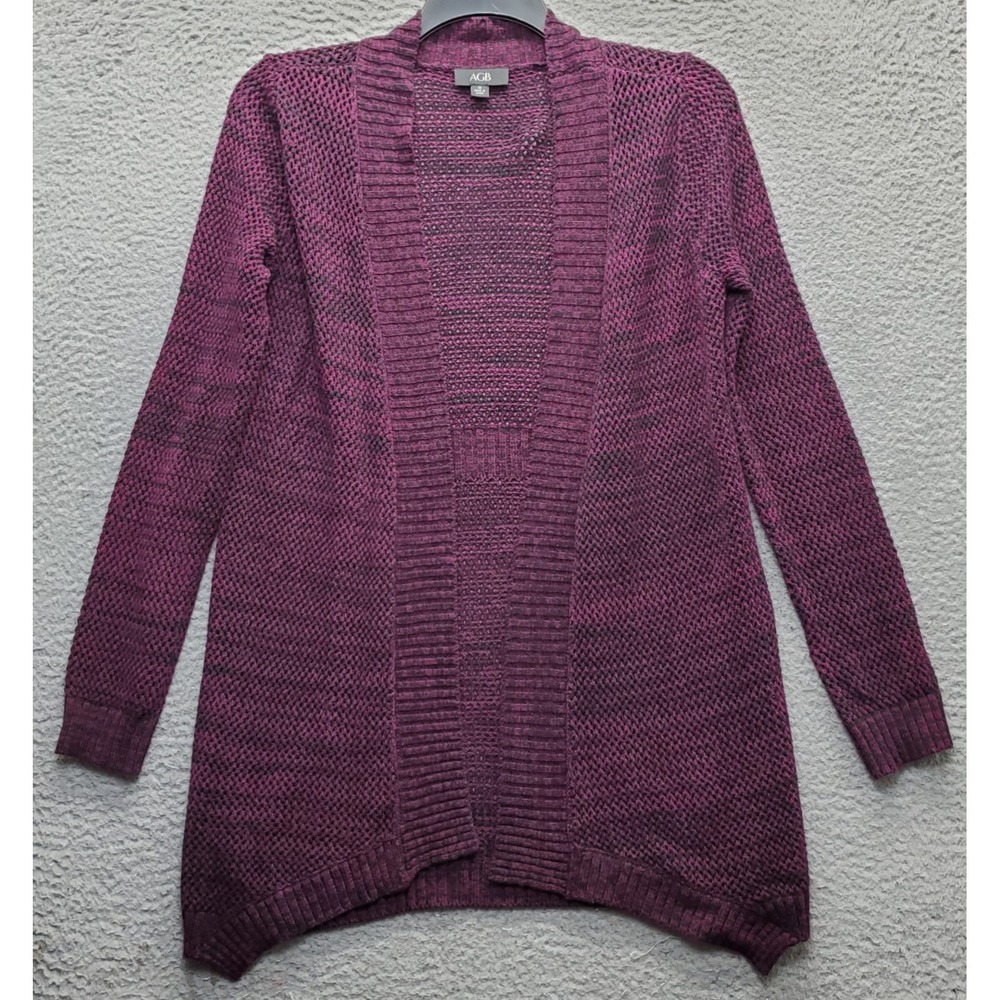 AGB Longline Cardigan Sweater Womens Medium Multi Knit Long Sleeve Open Front